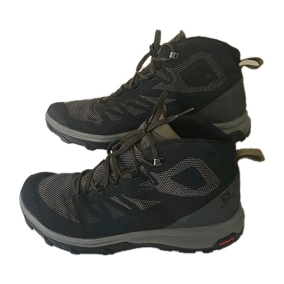 Salomon Outline Mid GTX Hiking Boots Men's 13 Beluga Black Waterproof Gore-Tex - Picture 1 of 16